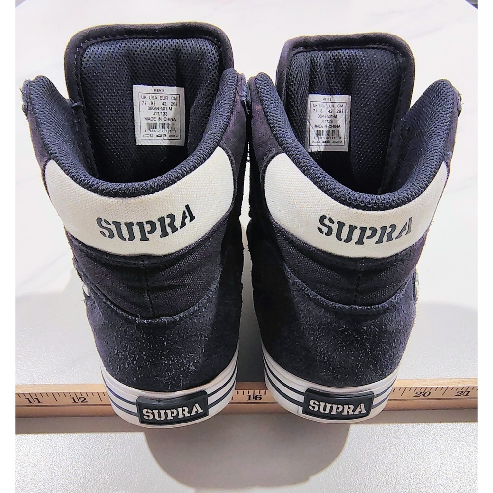 Supra Mens Vaider Skate Shoes Sneakers High Top Navy Suede Canvas 8.5 - Picture 9 of 10